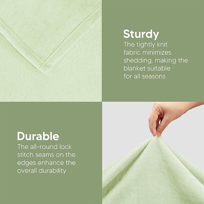 Utopia Bedding Fleece Blanket Throw Size Sage Green 300GSM Luxury Anti-Static Fuzzy Soft Microfiber Blanket for Couch, Sofa and Bed (50x60 Inch)