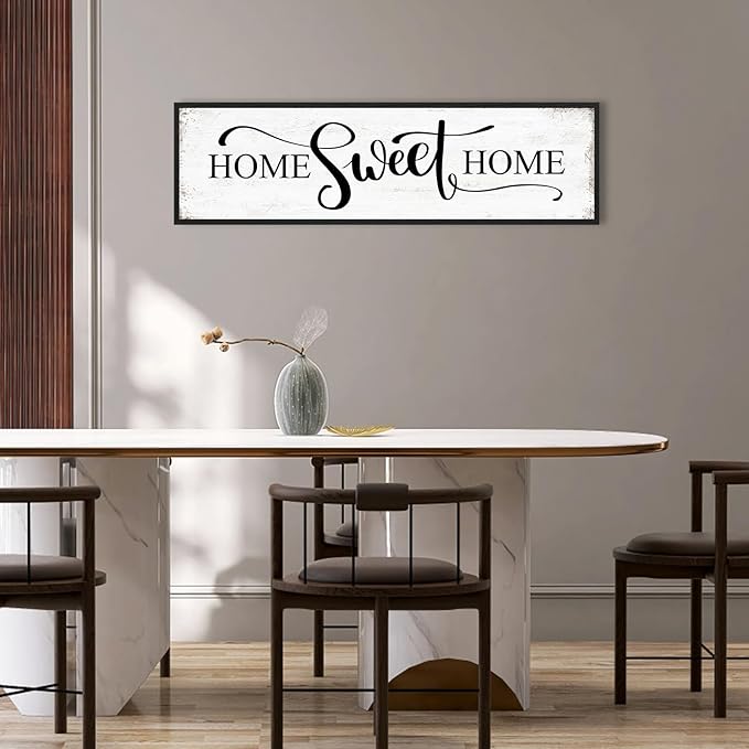 Home Sweet Home Wall Decor Above Bed 16"x48" Framed Large Bedroom Signs Decor for Master Family Room Living Room Dining Room,Modern Farmhouse Ructic Home Sign Behind Couch Wall Decor
