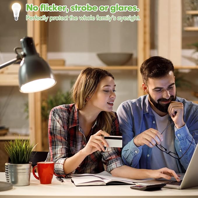 LED Light Bulbs, 100 Watt Equivalent A19 LED Bulbs, 13W 3000K Soft White 1500 Lumens Non-Dimmable Bright E26 Edison Medium Screw Bulbs for Home Bedroom Kitchen Living Room Office Lamp, 4-Pack