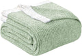 MH MYLUNE HOME Ultra Soft Ribbed Throw Blanket for Couch 50x60 Inches Luxurious Super Cozy Fluffy Microfiber Blanket Plush Warm Reversible Throw Blankets for Sofa Bed - Sage Green 50 x 60 Inches