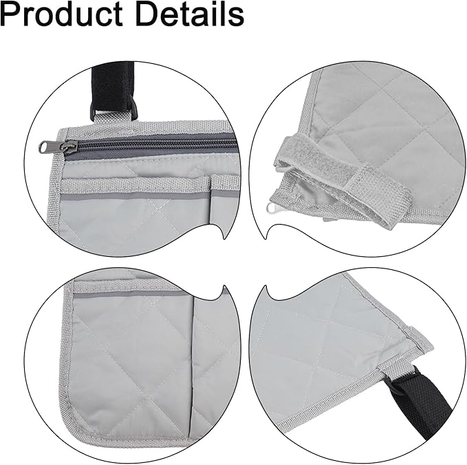 Camping Armrest Storage Bag, Chair Armrest Organizer, Car Seat Hanging Bag, Extended Back Buckle Canvas Beach Chair StorageBag, Side HangingBag For Bedside/Outdoor/Beach/Camping(gray)