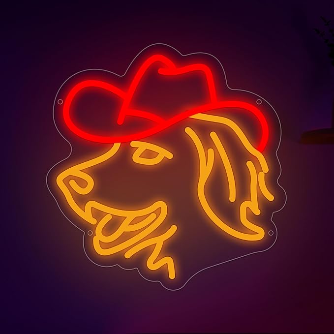 Golden Retriever Neon Sign, Cute Dog LED Sign for Wall Decor, Cowboy Dog Led Light Sign for Pet Shop, Bedroom, Home Wall Decor, Party Decor, Gift for Pet Lover and Child