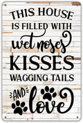 QIONGQI Funny Dog Rules Metal Tin Sign Wall Decor Rustic Farmhouse Dog Signs with Sayings for Home Decor Gifts