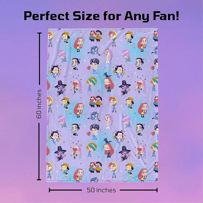Jay Franco Kids Plush Throw Blanket – Ultra Soft Cozy Plush Fleece for Bed, Couch, Sofa, Home Décor, Official Licensed Huntrix and Saja Boys, Light Purple - Kpop Demon Hunters, 50x60 - Large Throw