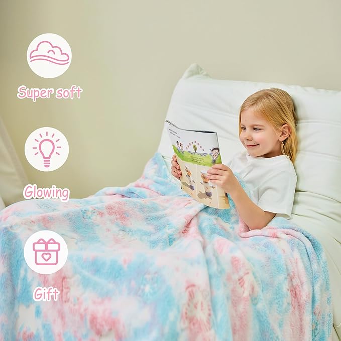 Softan Kids Throw Blanket for Boys and Girls Soft Cozy Flannel, Cute Blanket for Sofa Couch Bed, Christmas Birthday Gift for Kids Toddler, Multicolor Butterfly 50x60 Inches
