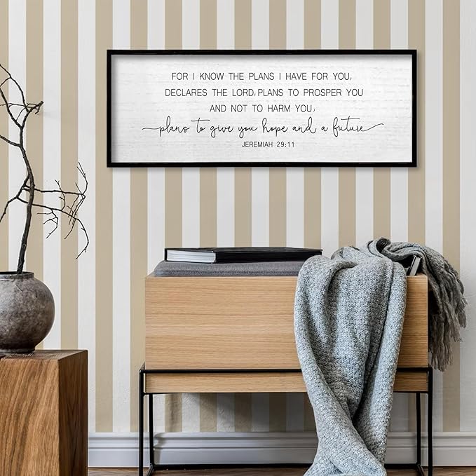 TQianJiang Jeremiah 29:11 Wall Art Bible Verse 40"x15" For I Know The Plans I Have For You Sign Large Christian Scripture Blessing Hanging Decoration (Black