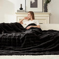 Cozy Bliss Fluffy Faux Fur Throw Blanket for Couch,Warm Cozy Soft Black Throw Blankets for Sofa Bed Living Room,50x60 Inches