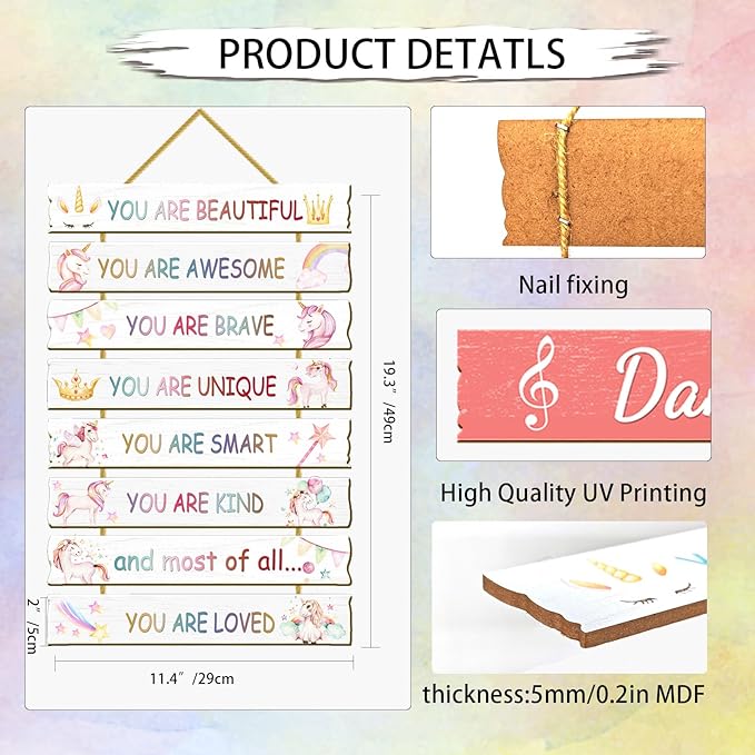 Rutiyoka Unicorn Wall Art for Girls' Bedroom - Inspirational Decor for Kids' Room & Nursery