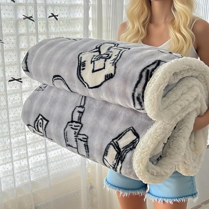 Twin Size 45"x60" Reversible Fleece Throw Blanket - Ultra Soft Warm for Bed/Couch - Cozy Home Decor & Gift