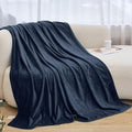Twin Fleece Blankets for Women, Silky Flannel Fuzzy Blanket for All Season, Cozy Lightweight Blanket for Couch, Bed, Sofa, 60" x 80", Navy Blue, Twin