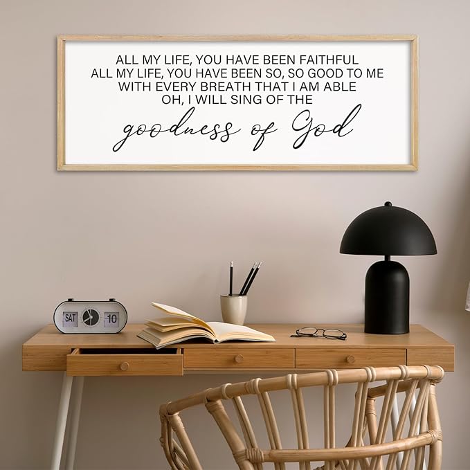 comurdyo Goodness of God Wall Decor 40"X15" Bible Verse Sign Jesus Christ Prayer Christian Catholic Scripture for Home Office Church Wall Hanging Art (Wood)