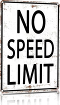 Boys Gifts Retro Tin Sign No Speed Limit Sign for Boys Room Man Cave Garage Bedroom Vintage Style Wall Art Decor 8 x 12 Inch (3096)
