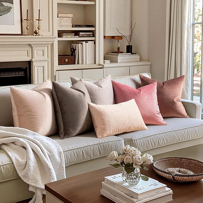 MIULEE Velvet Throw Pillow Covers 18x18 Inch, Pack of 2 - Jam, Soft Solid Decorative Pillow Covers Cushion Cases Modern Luxury Home Decor for Spring Couch Sofa Bedroom Livingroom