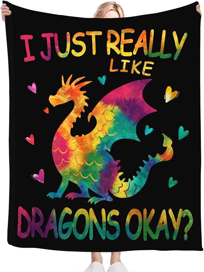 Dragon Blanket for Girls Women Boys Men Adults Kids Soft Cozy Fleece Dragon Lovers Throw Blankets Gifts Warm Flannel Plush Lightweight Decor for Couch Bed Sofa 50"X40"
