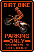 Dirty Bike Parking Only Sign, Dirt Bike Accessories Decor, Vintage Metal Dirtbike Signs