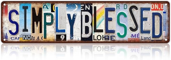 Vintage Simply Blessed Street Sign Wall Decor Metal Tin Signs for Bar Home Bedroom Garage