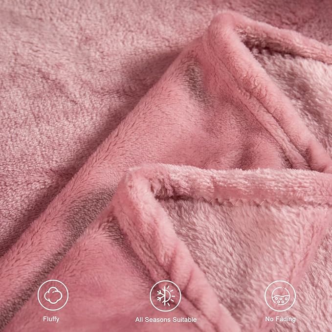 TASTHROW Pink Throw Blanket 60x80 Inches, Soft Plush Cozy Fleece Flannel Throw Blanket, Lightweight Warm Throws for Bed, Couch, Bedroom and Living Room, All Seasons