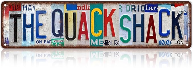 Vintage The Quack Shack Street Sign Chicken Coop Wall Decor Metal Tin Signs