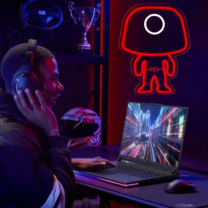 Masked Worker Neon Sign for Wall Decor,Dimmable Led Neon Lights for Game Room Decorations,11.8 * 15.7Inch,Suitable for Home Bars,Game Rooms,Man Cave,Christmas Birthday Gifts