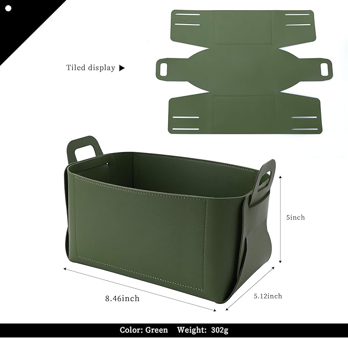 Leather Valet Tray, Jewelry & Catchall Tray, Desktop Storage Organizer, Bedside Caddy for Men - Key Wallet Watch Coin Phone Change, Candy Holder - Convenient for Travel (06 Green 1)