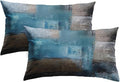 Britimes Throw Pillow Covers Modern Home Art Decor, 12 x 20 Inches Set of 2 Pillow Cases Decorative, Abstract Oil Painting Pillowcases for Bedroom, Living Room, Teal Grey