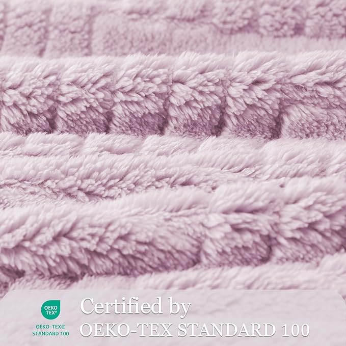 Whale Flotilla Lightweight Fleece Throw Blanket for Couch, Fuzzy Soft Blankets with Decorative Jacquard Pattern for All Season, Warm and Fluffy, 50x60 Inch, Lilac