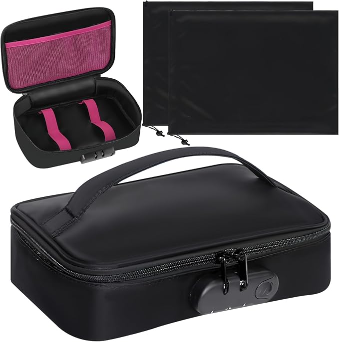 Discreet Lockable Toy Storage Bag, Locking Storage Box Toy Organizer Case Organizer Container with 2 Drawstring Bags, Lock Box Travel Game Bag for Women and Men