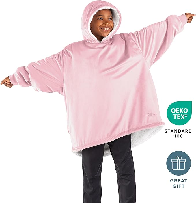 Bare Home Wearable Blanket Hoodie - Soft Plush Sherpa - Warm and Cozy - Oversized Wearable Blanket - Adult & Kid Sizes