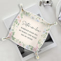 Sister in Law Gifts Jewelry Valet Tray for Women, Gifts for Sister in Law PU Leather Catchall Beside Caddy Nightstand Organizer Tray for Jewelry Rings Watches Keys and Accessories, 7.87x7.87in