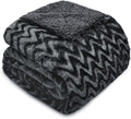 Whale Flotilla Faux Fur Sherpa Throw Blanket for Couch Sofa, Cozy Reversible Fuzzy Fluffy Plush Throws for All Season, Warm and Soft, 50x60 Inch, Grey