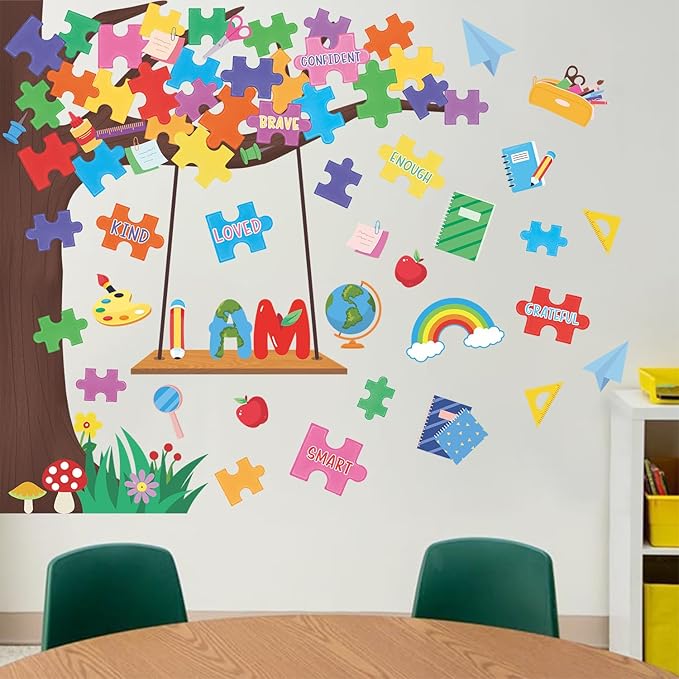 HLNIUC Colorful Positive Affirmations Wall Decals, Growth Mindset Wall Stickers, Inspirational Quotes Wallpaper, Motivational Murals, Classroom Decor Pictures Kids Room Bedroom School Office