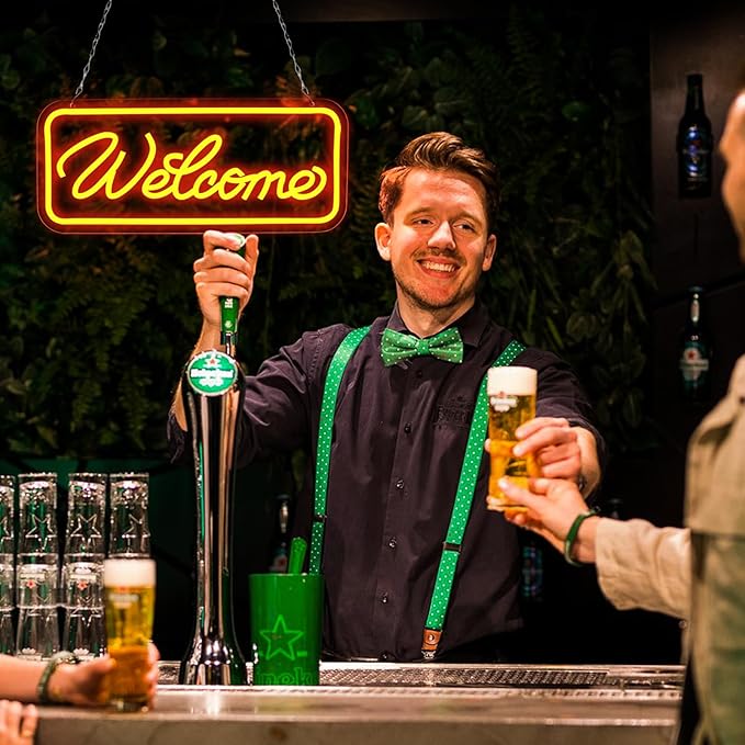 Welcome Neon Sign for Wall Decor，LED Neon Lights for Living Room，birthday、Halloween Christmas