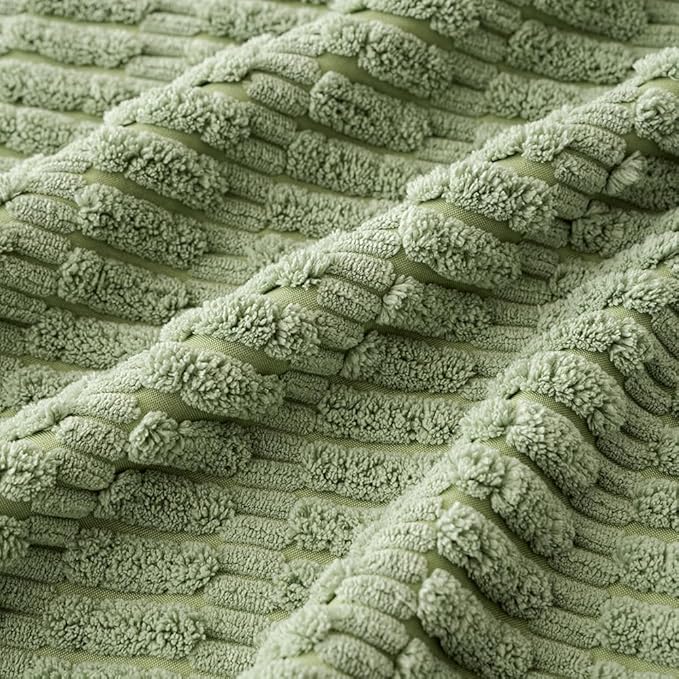 MIULEE Pack of 4 Sage Green Corduroy Decorative Spring Throw Pillow Covers 18x18 Inch Soft Boho Striped Pillow Covers Modern Farmhouse Home Decor for Sofa Living Room Couch Bed