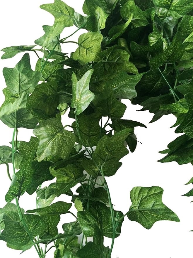 40 Ft Realistic Artificial Ivy Garland - UV Resistant Fake Hanging Vines for Indoor/Outdoor Wedding, Wall, Party, Garden Decor - Pack of 5