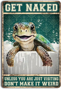 Vintage Sea Turtle Metal Sign - Fun Decor for Home or Beach Theme Bathroom Accessories