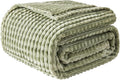 EMME Fleece Blanket, 3D Jacquard Throw Blanket for Couch and Bed, Soft Cozy and Fluffy Blankets Lightweight Luxury Flannel with Geometric Grid Design (Forest Green, 50" x 60")