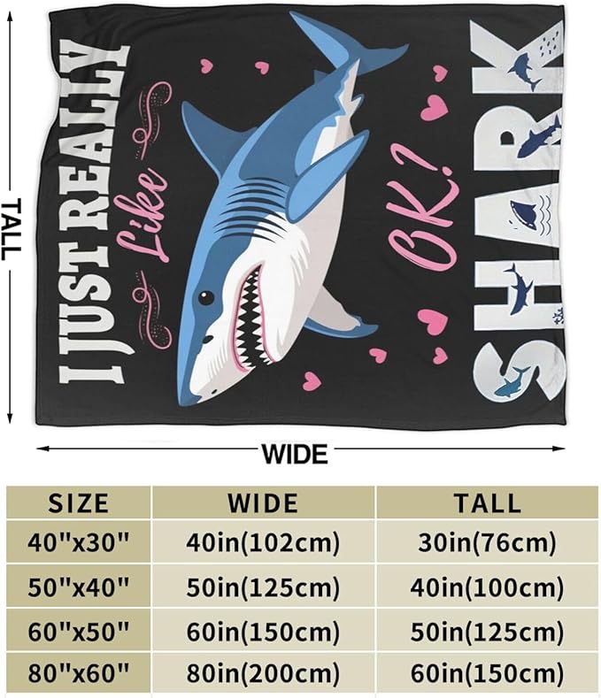 Shark Throw Blanket - Soft Plush Fleece Ocean Blankets- Cozy Shark Stuff Gifts for Women Girls Kids 50"X60"