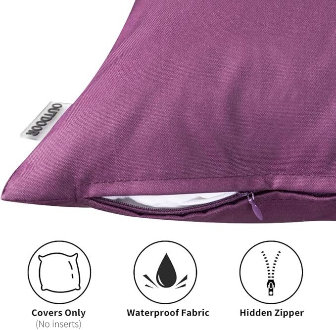 MIULEE Pack of 2 Decorative Pillow Covers Square Cushion Sham Throw Pillowcase Shell Waterproof for Spring Indoor Couch Chair Sofa Patio 20x20 Inch Purple