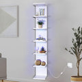 7 Tier Wall Shelf with Lights, White Lack Wall Shelf, Display Floating Shelves with Remote Control for Home Decor Bedroom Vanity