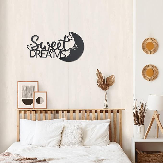 OYEFLY Metal Sweet Dreams Wall Decor,Modern Black Metal Wall Art (style 1)