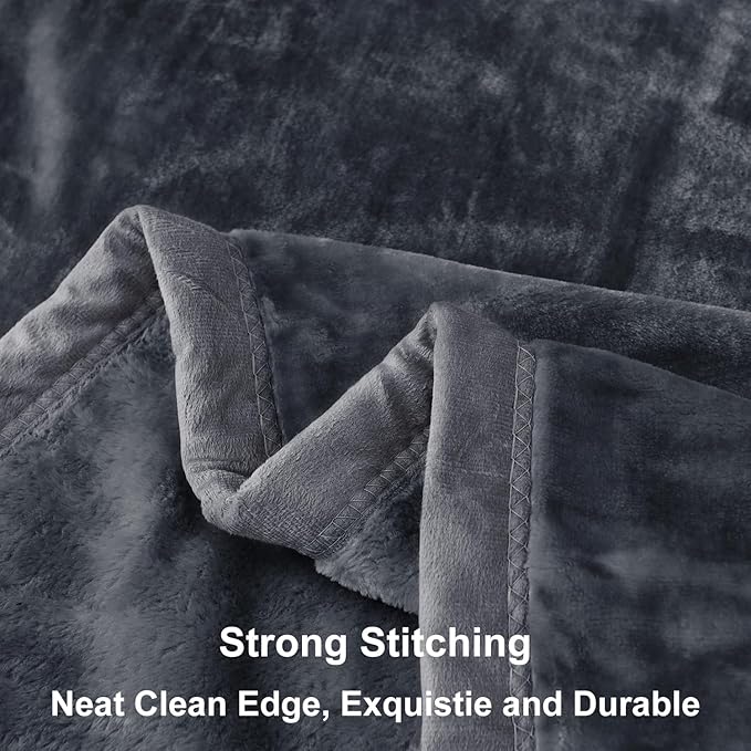 JYK Korean Style Mink Fleece Blanket King Size 4.4 LB, 1 Ply Extra Soft,Lightweight Breathable Plush Fuzzy Cozy King Blanket for Couch Sofa Bed Camping Room Décor, 85x95 Inches, Dark Grey