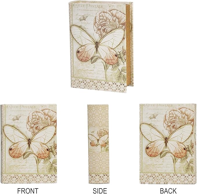 PACOLO Decorative Book Boxes, Faux Wood cover Storage for Hidden Jewelry, Money, and Cash (Arte Ostale)