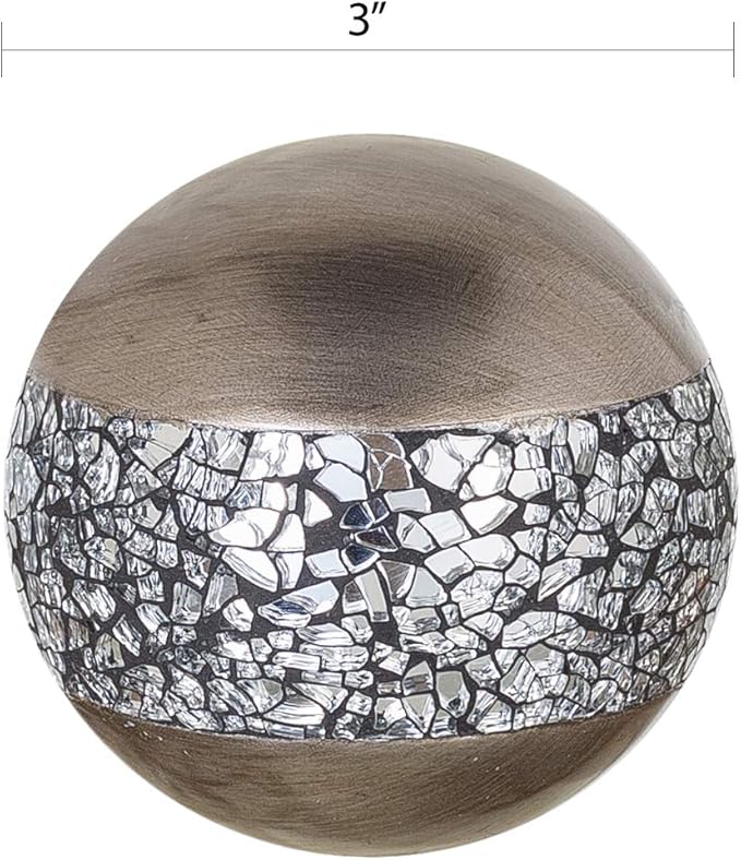 Creative Scents Schonwerk Silver Decorative Balls for Bowls and Vases, Set of 3 Decorative Orbs for Centerpiece Bowls - Centerpiece Table Decorations for Dining/Living Room or Table Decor - Gift Idea