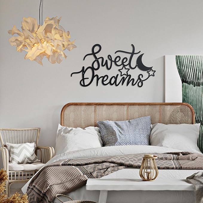 OYEFLY Metal Sweet Dreams Wall Decor,Modern Black Metal Wall Art (style 2)