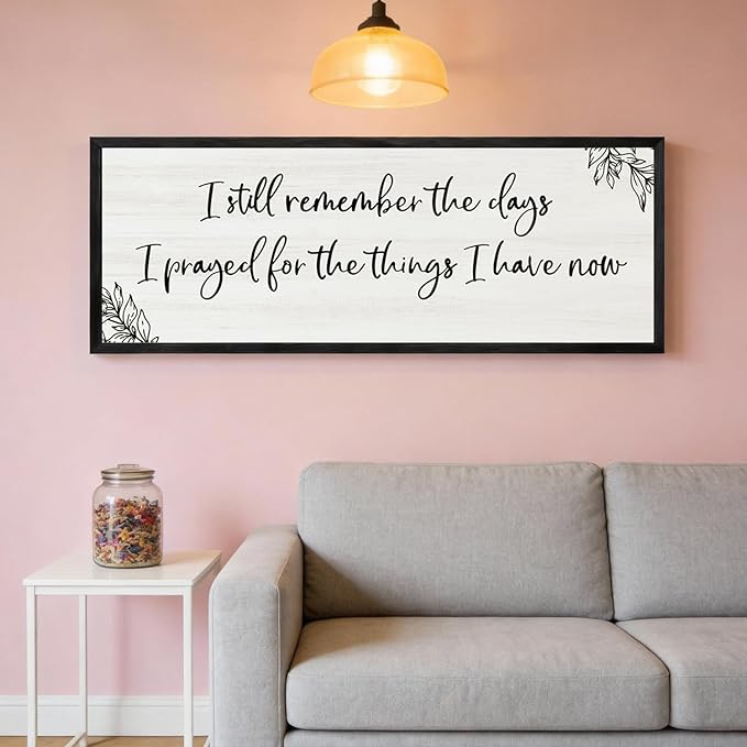I Still Remember the Days Framed Wall Art - 40x15 Inch Wooden Inspirational Quote Sign, Gratitude & Faith-Inspired Home Decor for Living Room Bedroom Entryway, Black
