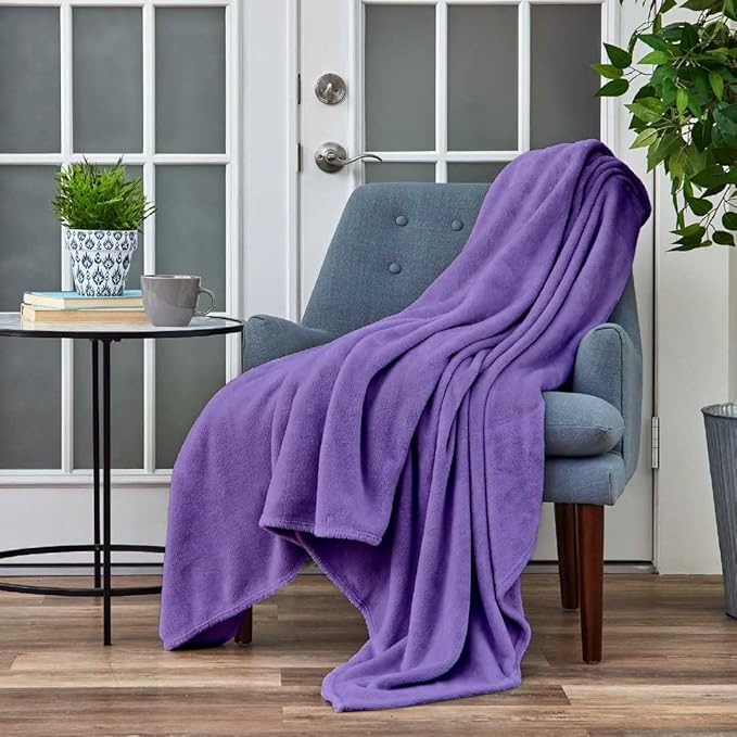 Cosy House Collection Everyday 1500 Series Fleece Blanket - College Dorm Room Essentials - All Season, Stays Fresh & Clean - Soft, Breathable & Skin-Friendly (Twin/Twin XL, Purple)