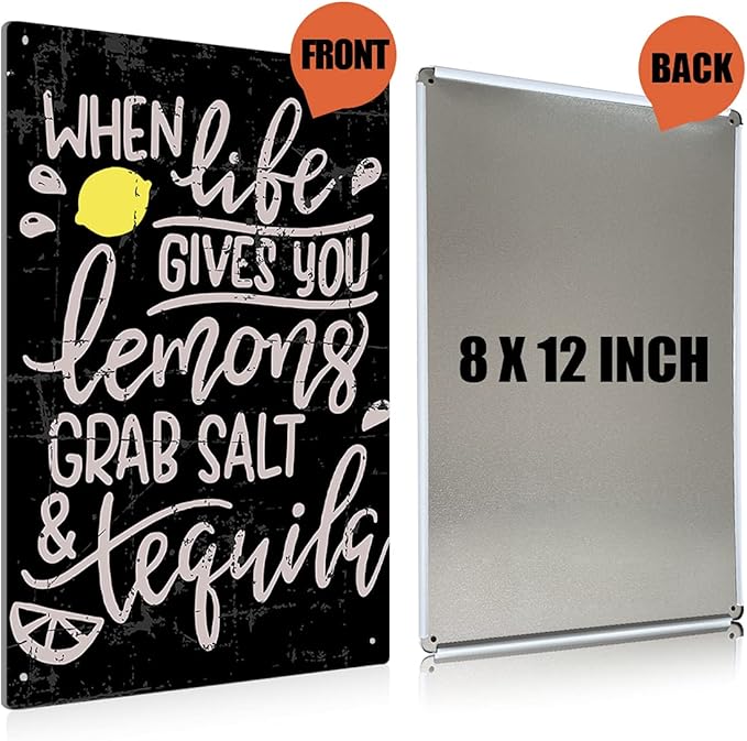 BEASTZHENG Funny Kitchen Lemon Metal Tin Sign Wall Decor Vintage When Life Gives You Lemons Sign for Home café Decor Gifts…