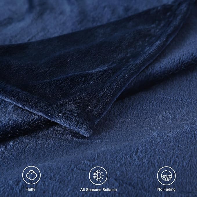TASTHROW Navy Throw Blanket 50x60 Inches, Soft Plush Cozy Fleece Flannel Throw Blanket, Lightweight Warm Throws for Bed, Couch, Bedroom and Living Room, All Seasons
