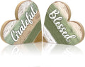 Jetec 2 Pcs Rustic Wooden Heart Table Decor, Daisy Farmhouse Home Decor, Bless This Home & Be Kind Sign for Living Room, Dining Room, Shelf & Mantel, Ideal Housewarming & Birthday Gift(Blessed Style)