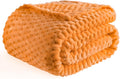 Bnuitland Soft Flannel Throw Blanket(50X40 inches), 3D Jacquard Fluffy Lightweight Fleece Throw Blanket for Babys and Pets,300 GSM Cozy Warm Bed Sofa Fleece Blanket for All Seasons,Light Orange